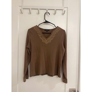 Vintage Cotton Boho‎ V Neck Blouse Chic Hippie 70s Style Prairie